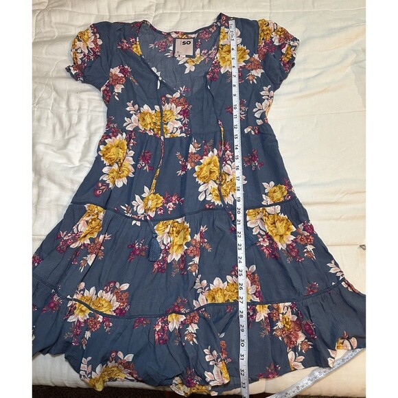 JUNIORS Blue Floral Knee Length Lightweight Summery Sundress SIZE XS NWT - Picture 5 of 6
